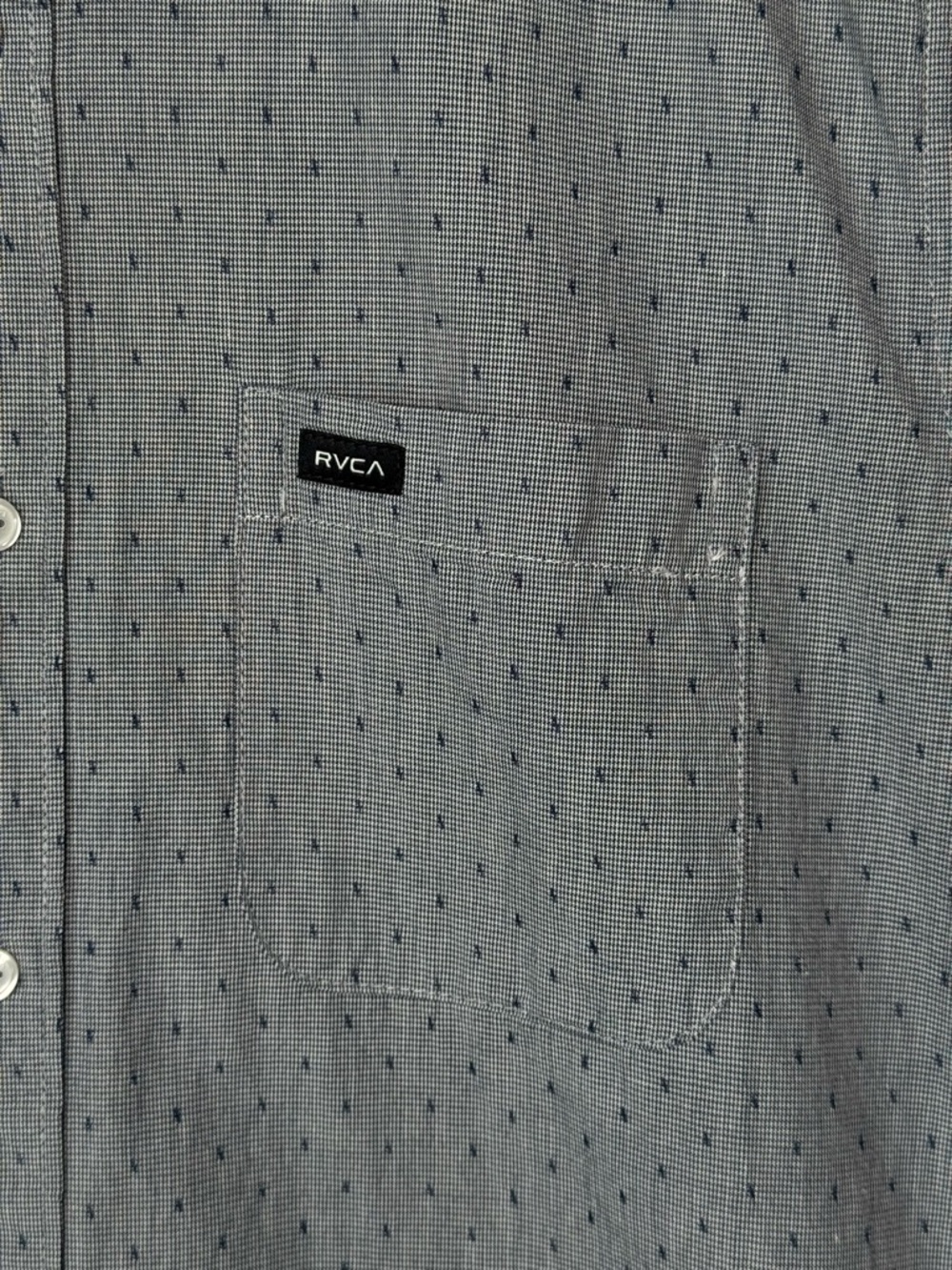 RVCA Blue Short Sleeve Button-Down Shirt Slim Fit with Subtle Dot Print Size S - Picture 4 of 14